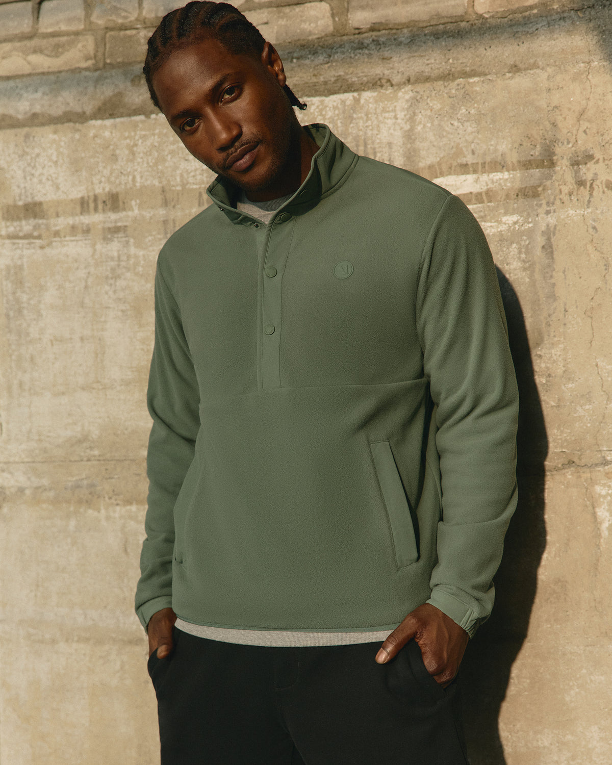 Aspen 1/2 Snap Men's Fleece Mock-Neck Pullover: Marsh | Vuori onsale
