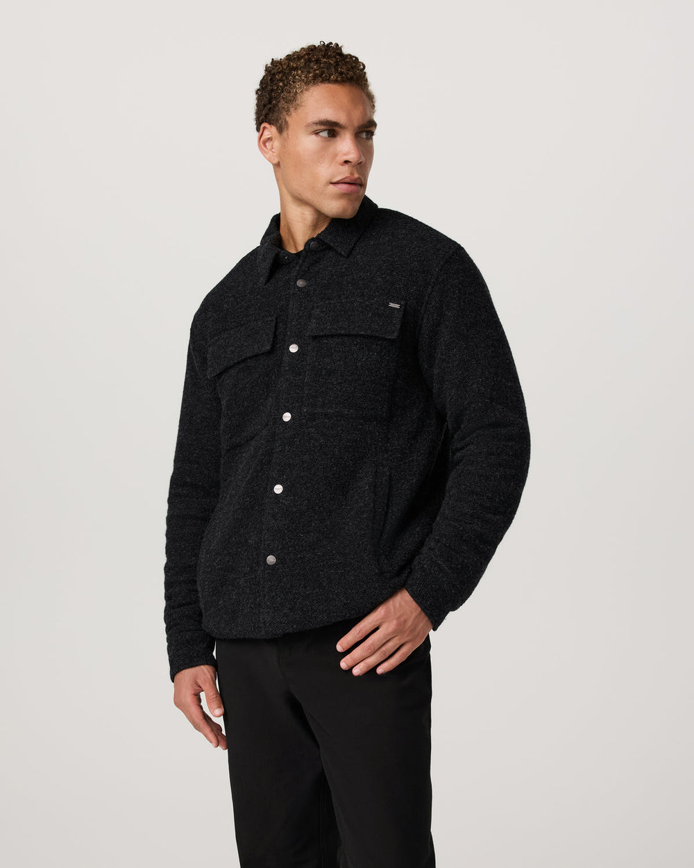 Plymouth Wool Shirt Jacket Dark Black Heather Jacket | Vuori for sale