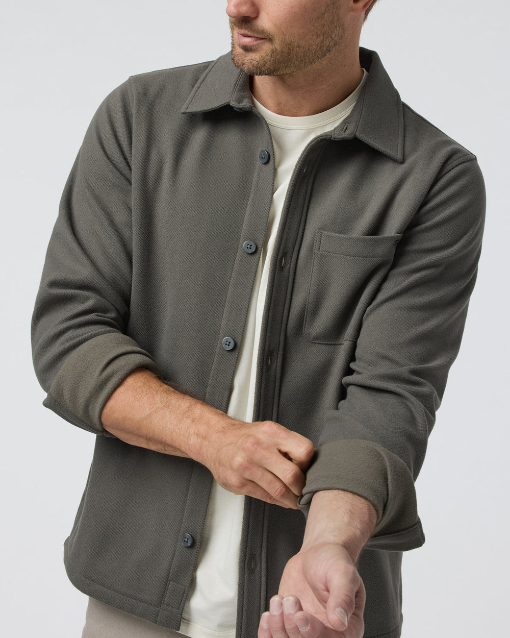 Beldon Shirt Jacket Knit Twill Oregano | Vuori online