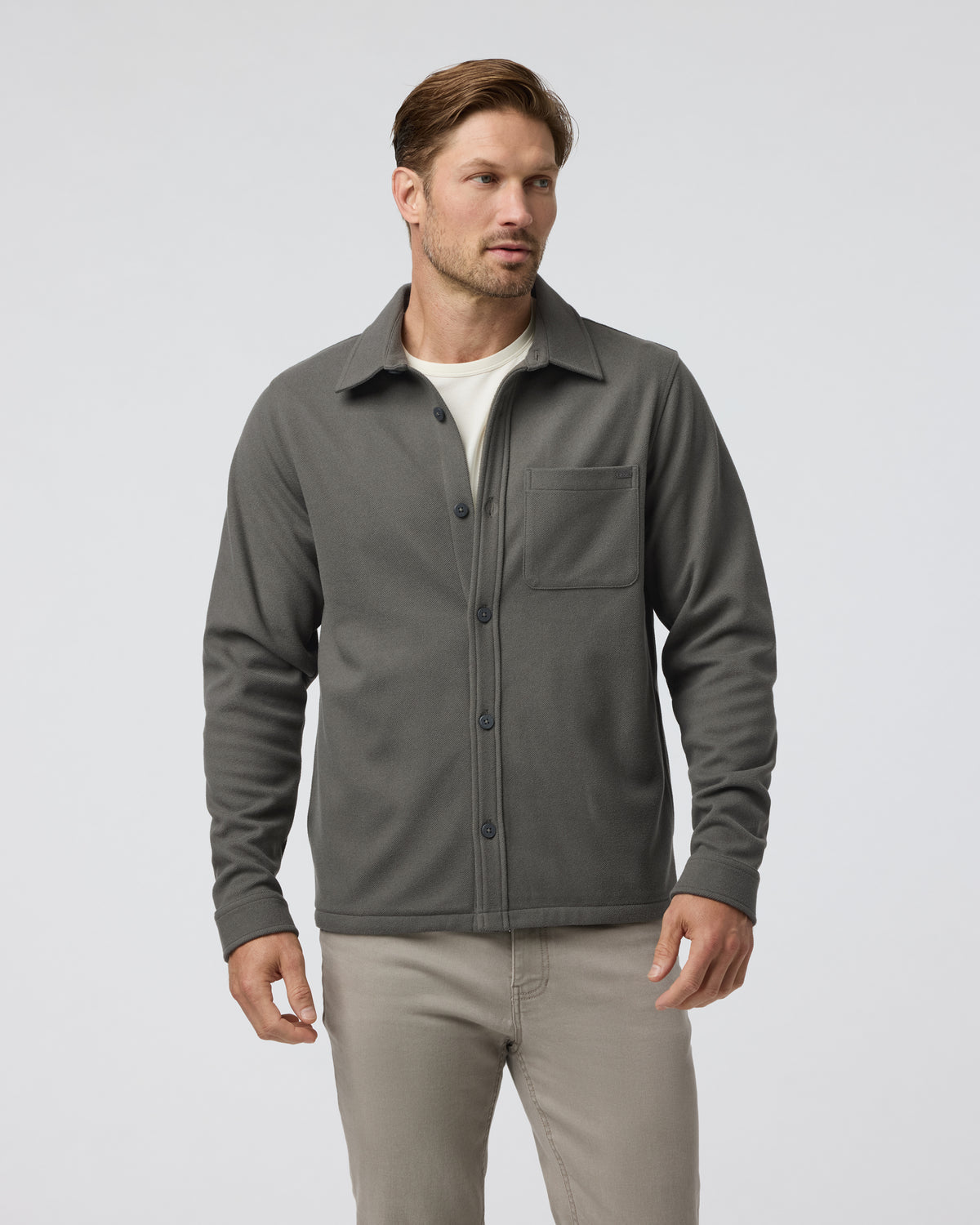 Beldon Shirt Jacket Knit Twill Oregano | Vuori online