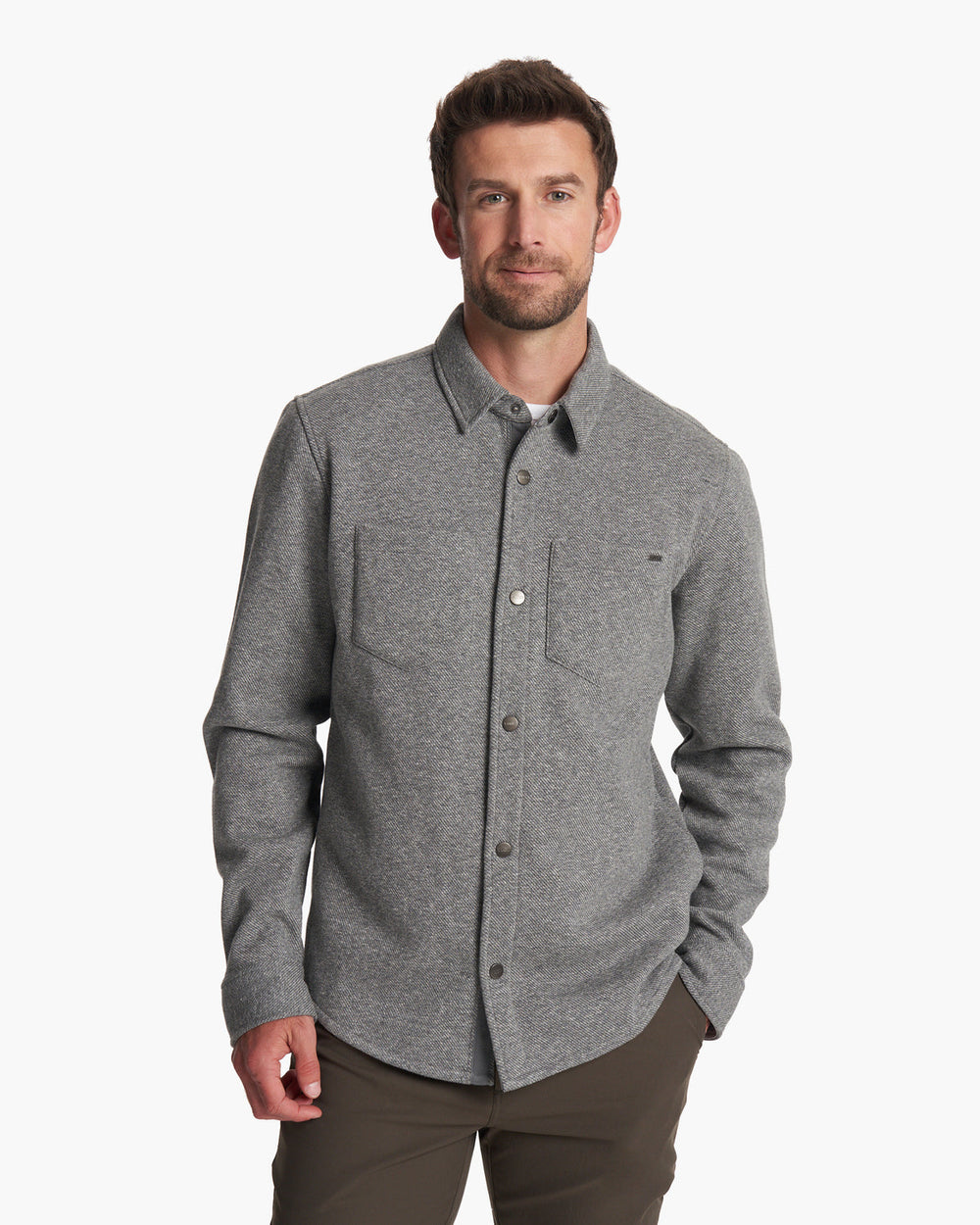 Del Mar Fleece Shirt Jacket Heather Grey Button Down | Vuori for sale