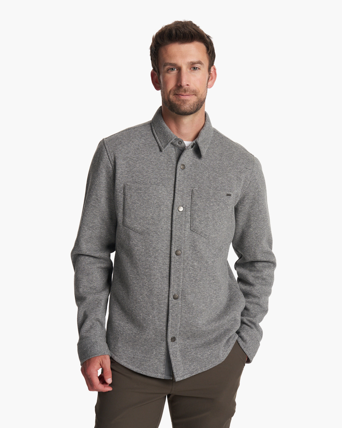 Del Mar Fleece Shirt Jacket Heather Grey Button Down | Vuori for sale