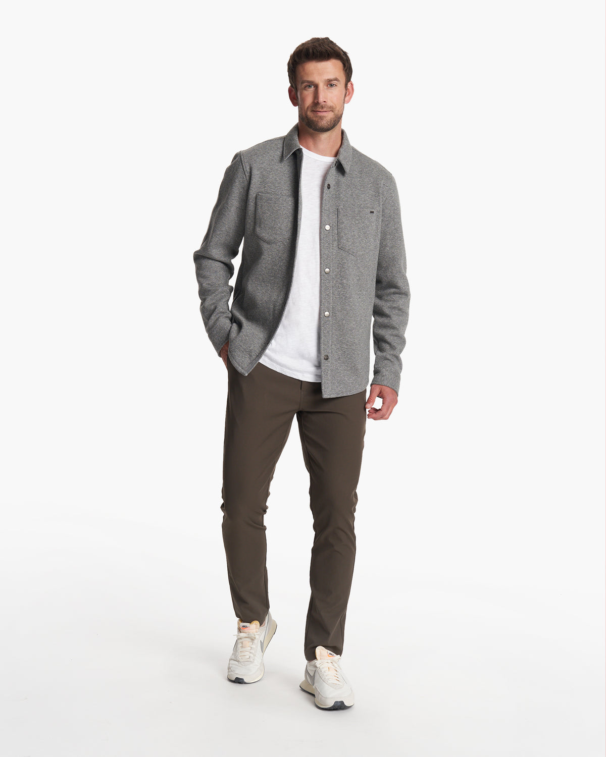 Del Mar Fleece Shirt Jacket Heather Grey Button Down | Vuori for sale