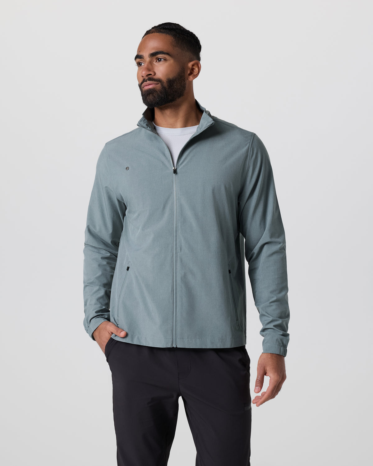Venture Track Jacket Dusty Blue Linen Texture | Vuori discount