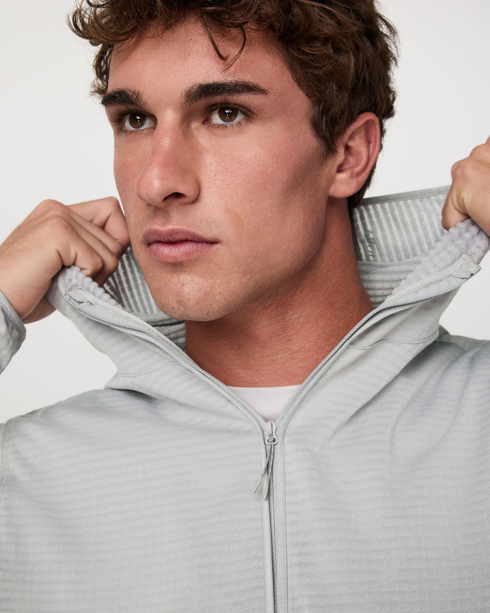 Powergrid Full Zip Jacket 2.0 Men's Sea Fog Fleece Jacket | Vuori for sale