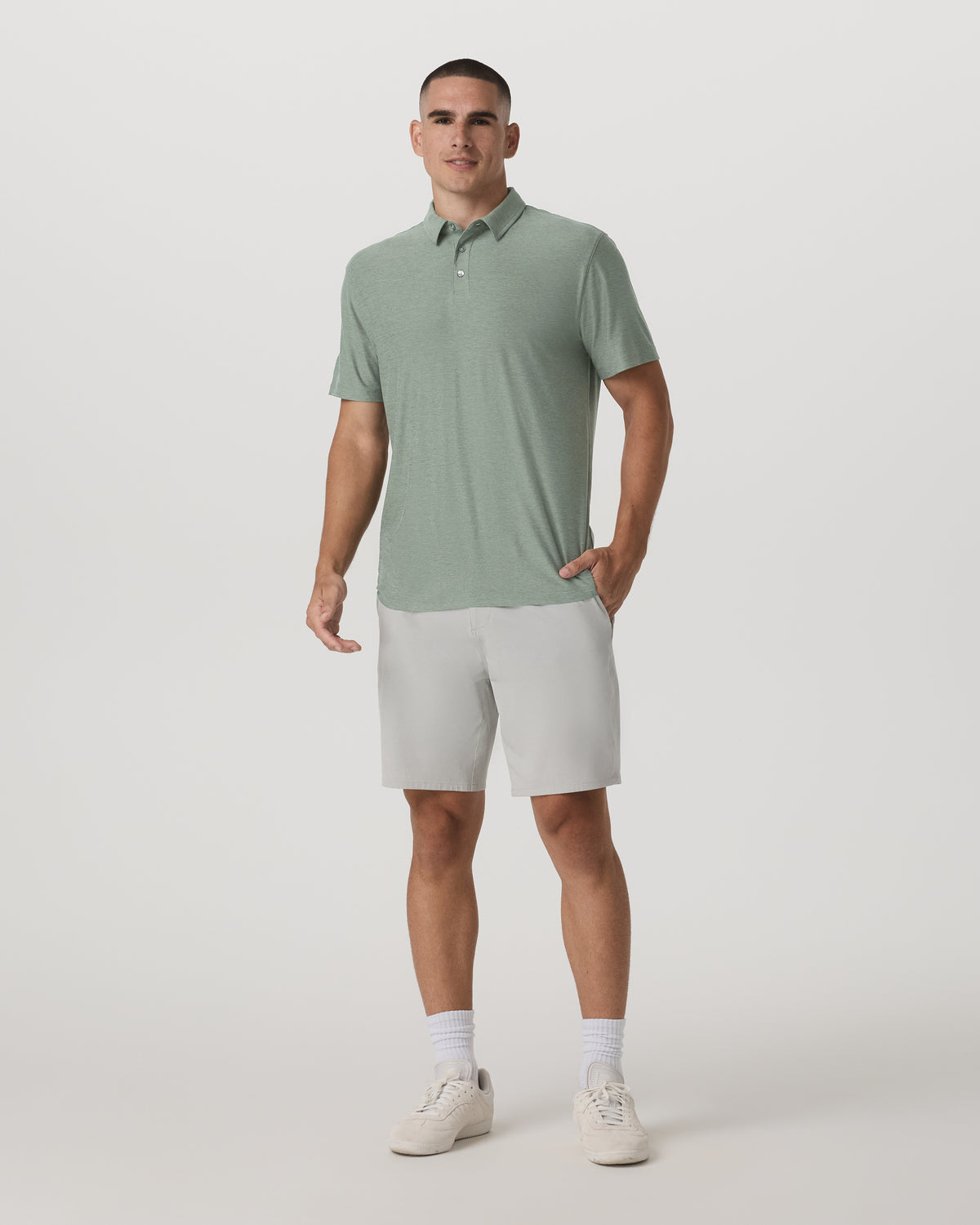 Strato Tech Polo Men's Thyme Heather Performance Shirt | Vuori for sale