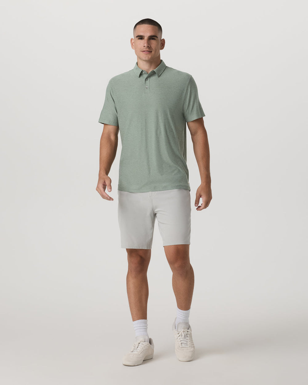 Strato Tech Polo Men's Thyme Heather Performance Shirt | Vuori for sale