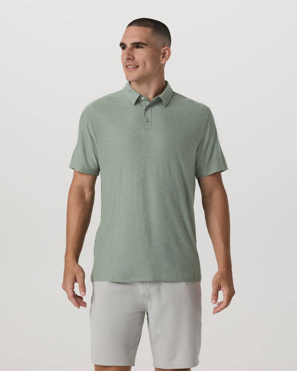 Strato Tech Polo Men's Thyme Heather Performance Shirt | Vuori for sale