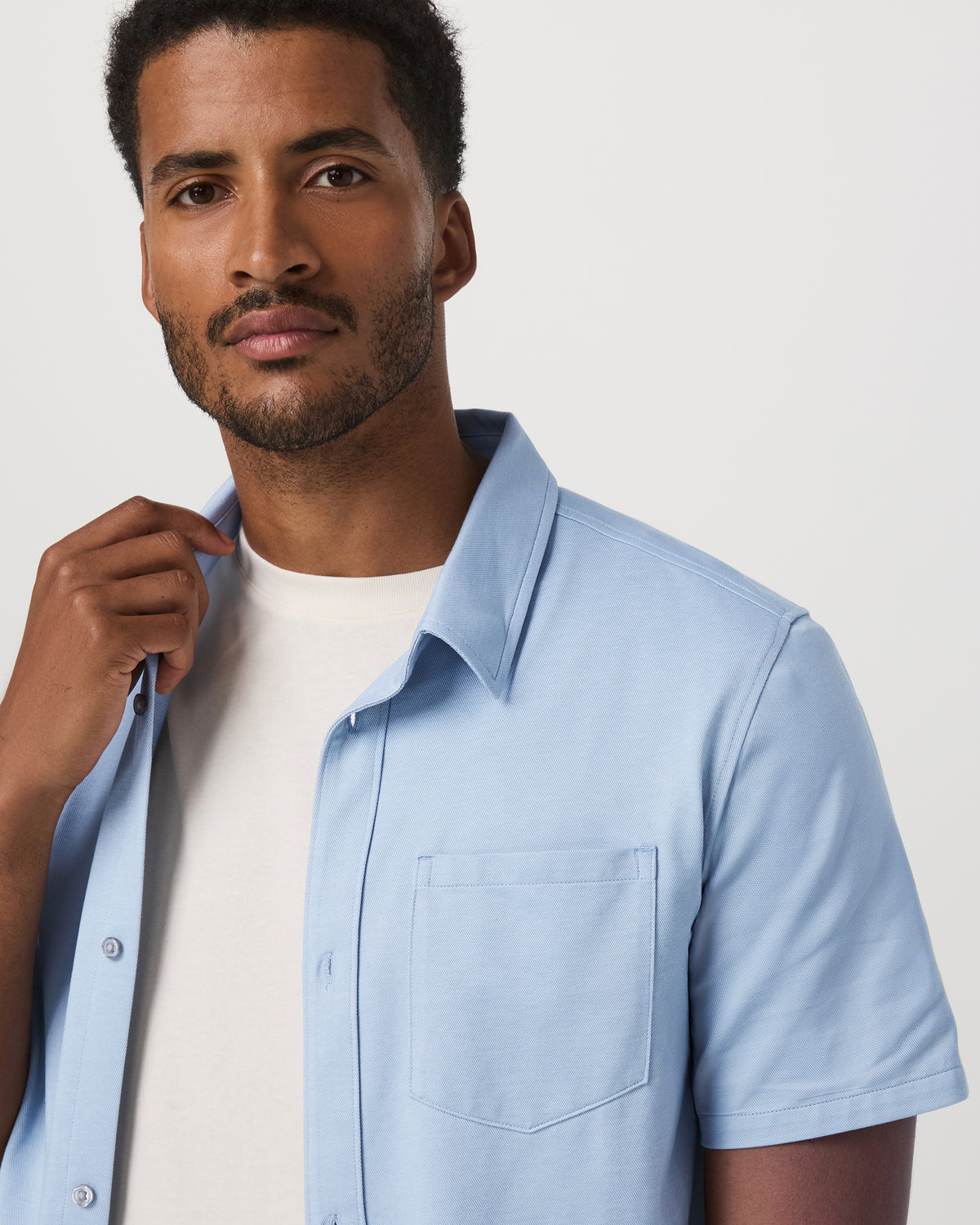 Short Sleeve Knit Oxford Button Down - Classic Fit Blue | Vuori discount