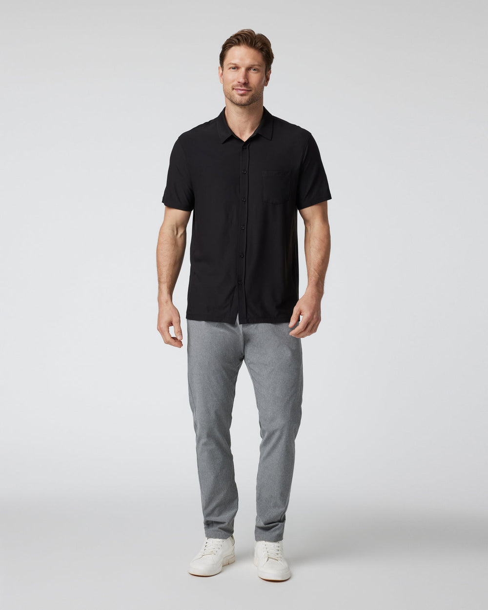 Short Sleeve Strato Button Down Men's Black Shirt | Vuori discount