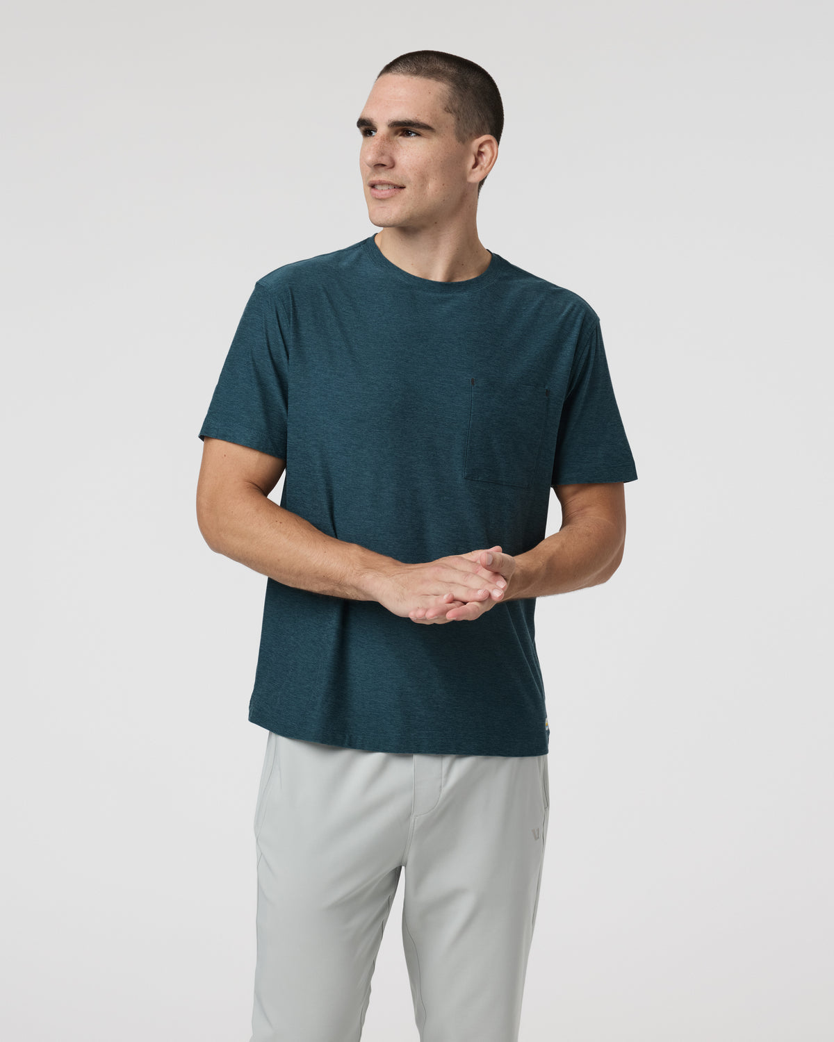 Short Sleeve Strato Pocket Tee - Relaxed Fit Light Deep Sea Heather | Vuori online