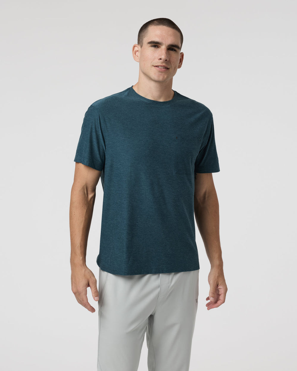 Short Sleeve Strato Pocket Tee - Relaxed Fit Light Deep Sea Heather | Vuori online