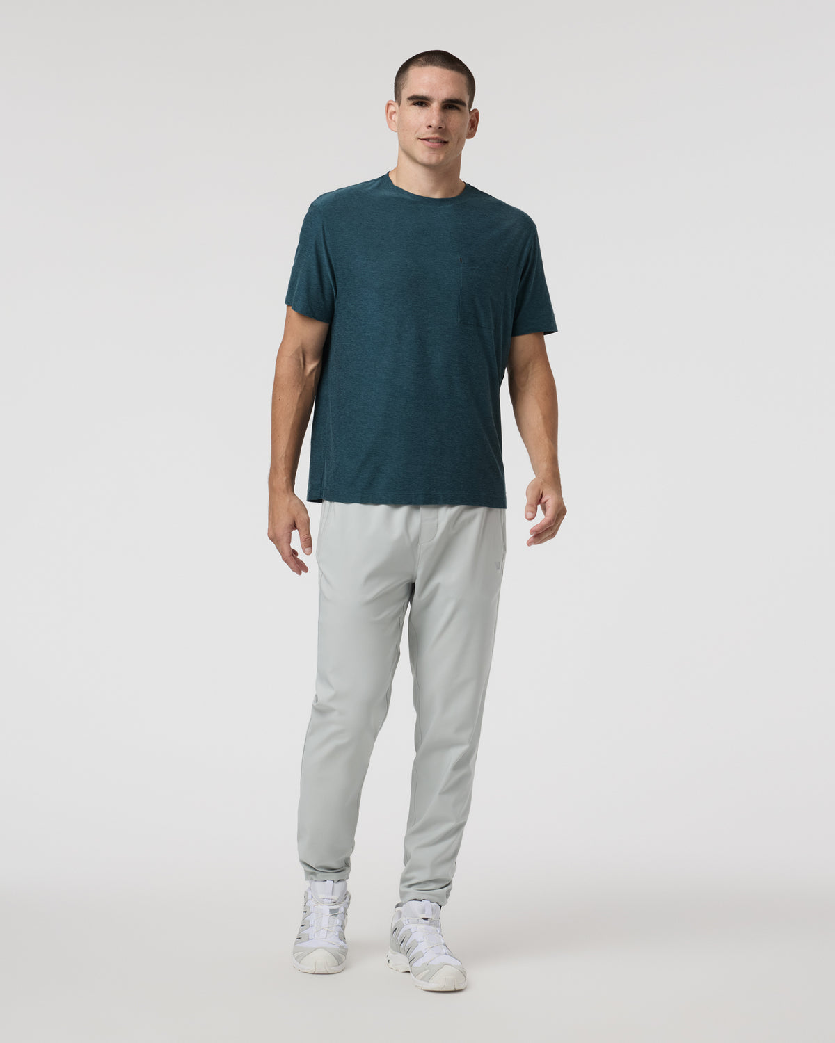 Short Sleeve Strato Pocket Tee - Relaxed Fit Light Deep Sea Heather | Vuori online