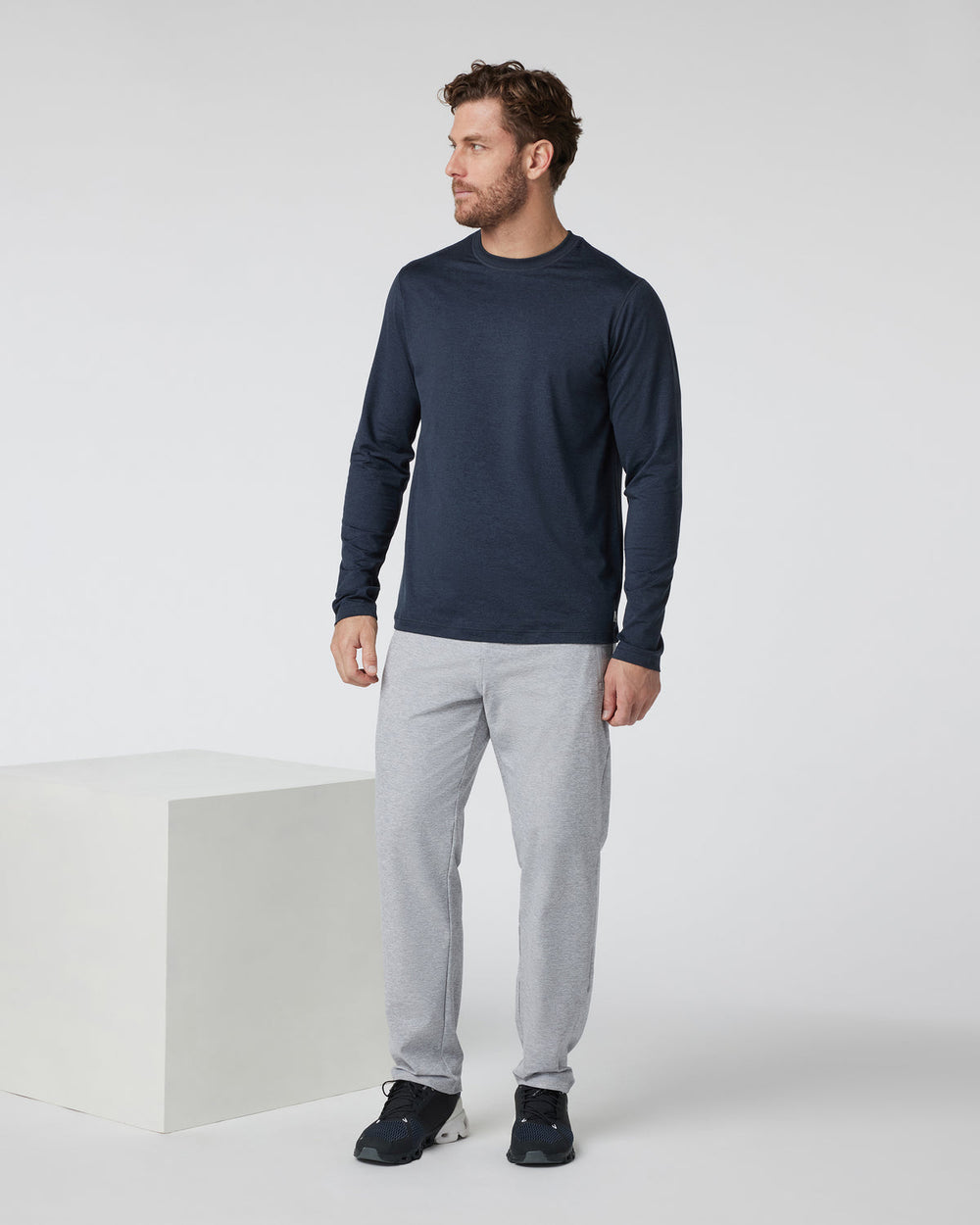 Long Sleeve Ponto Performance Tee Midnight Heather | Vuori for sale