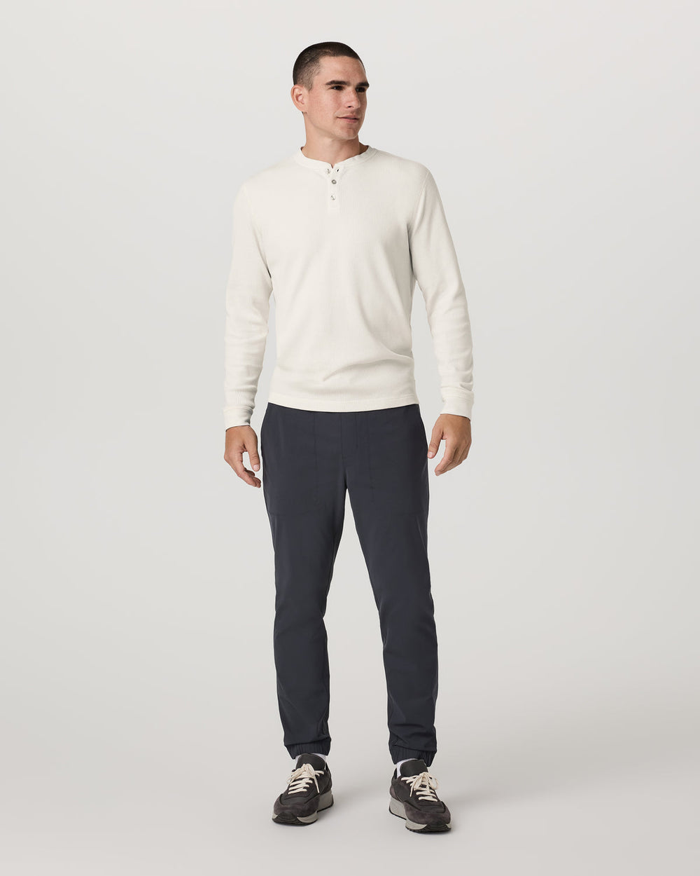 Waffle Henley Men's Marshmallow Henley Top | Vuori outlet