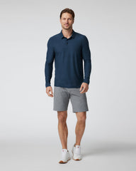 Long Sleeve Strato Tech Polo Navy Heather Blue Polo | Vuori shop