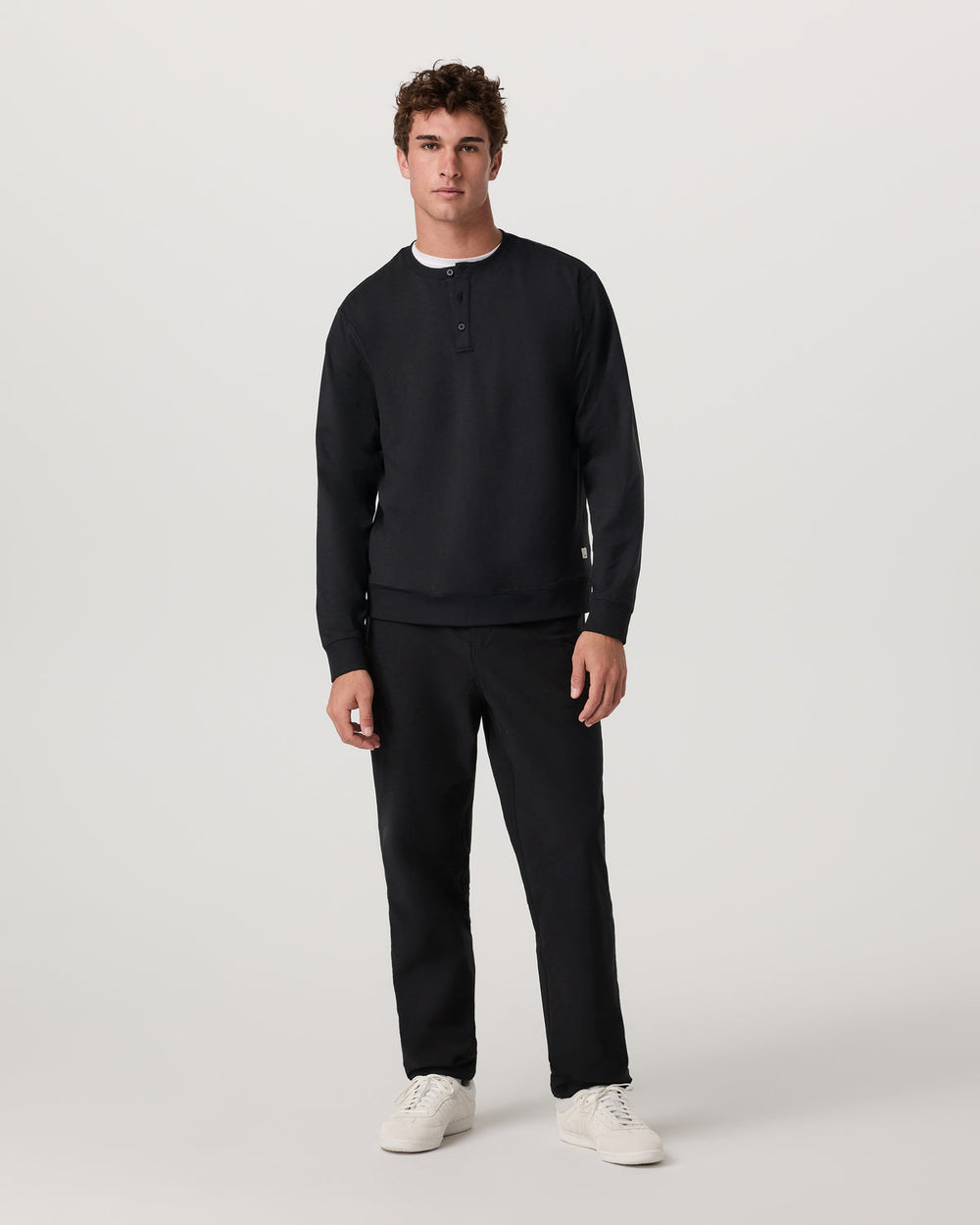 Long Sleeve Coronado Henley - Relaxed Black Heather | Vuori for sale