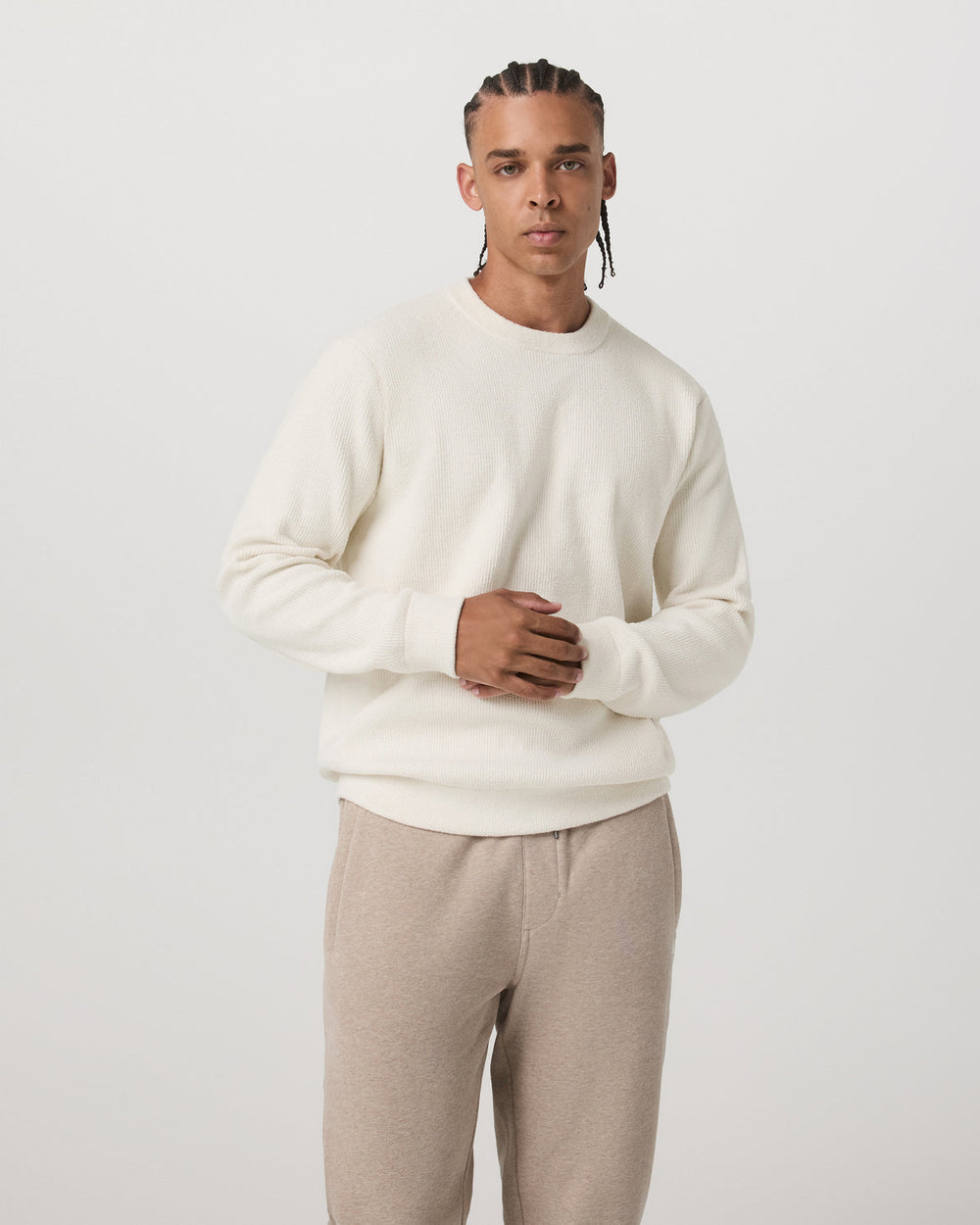 Midweight Rib Sweater Men's Ivory Ribbed Knit Sweater | Vuori online