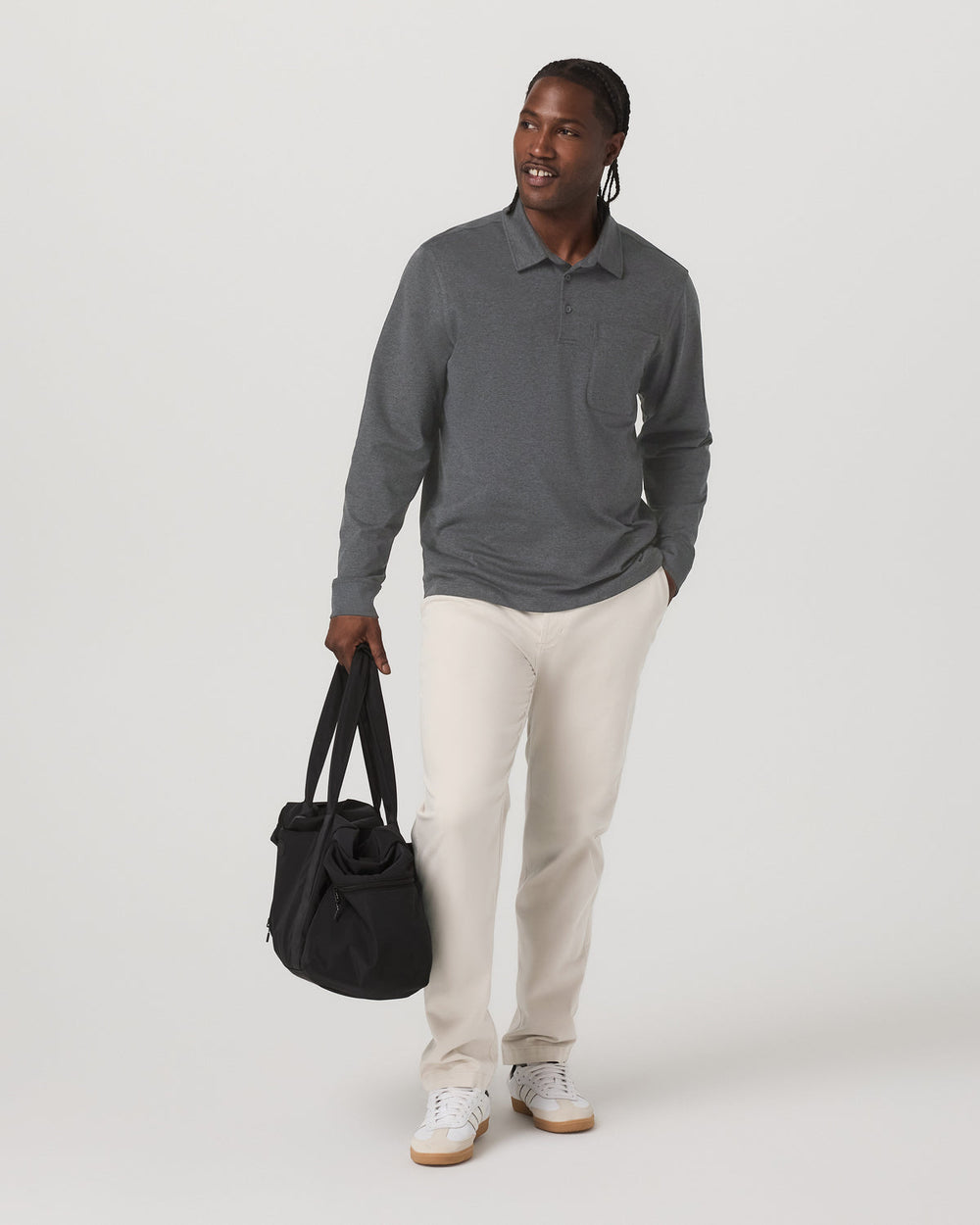 Men's Long Sleeve Coronado Rugby Charcoal Heather | Vuori discount