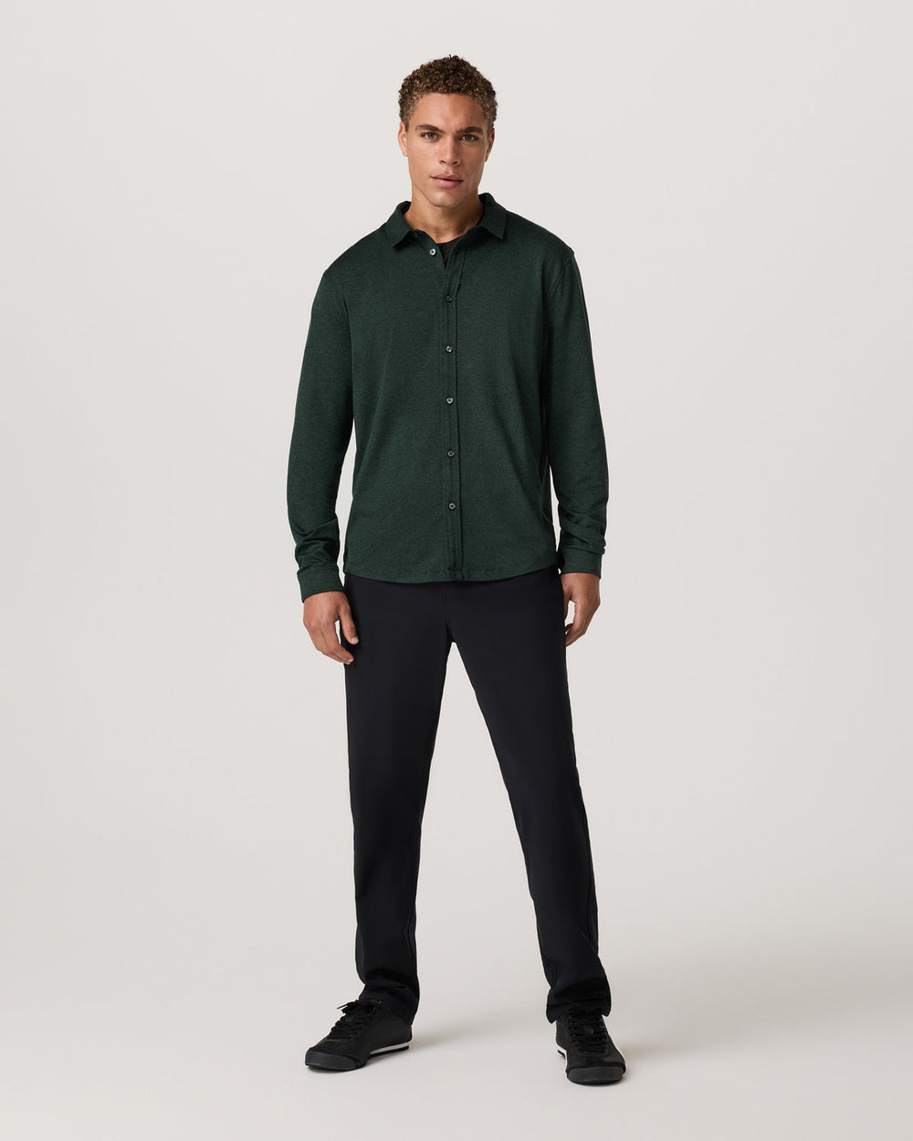 Men's Long Sleeve Ponto Button Down Evergreen Heather | Vuori outlet