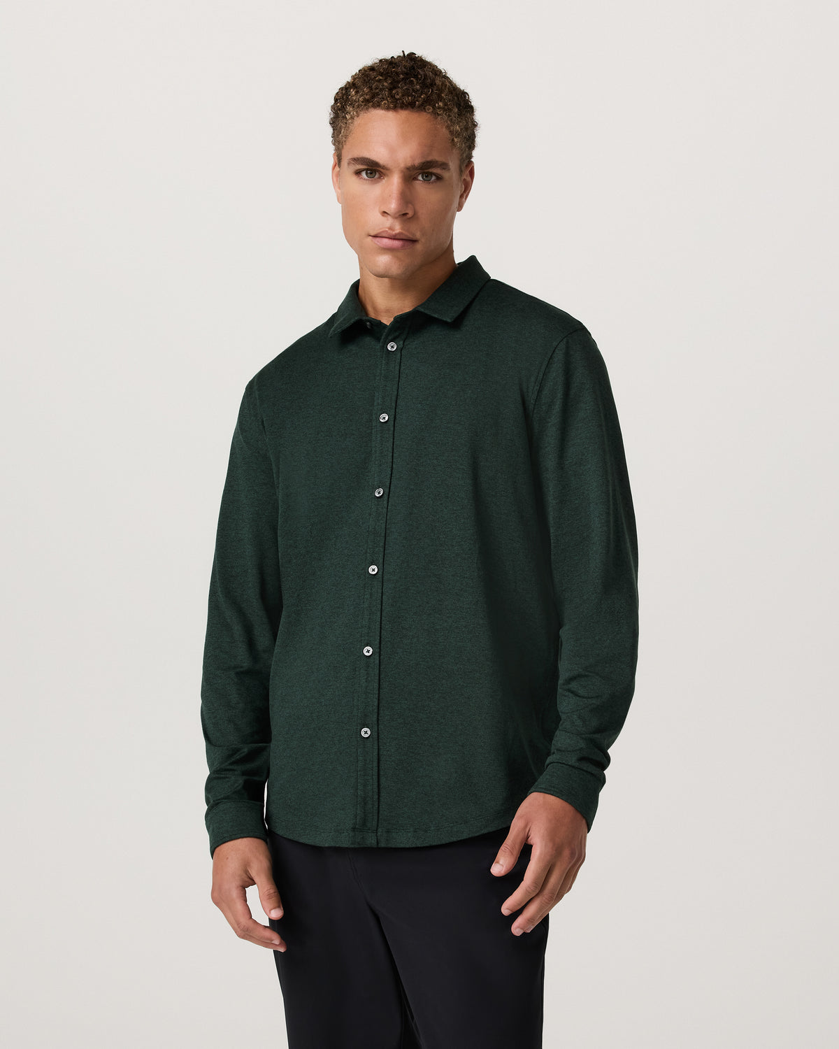 Men's Long Sleeve Ponto Button Down Evergreen Heather | Vuori outlet