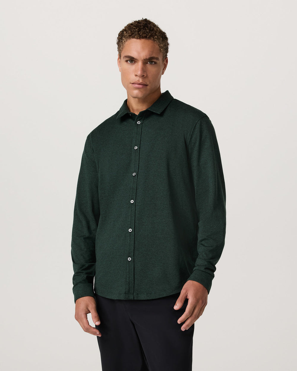 Men's Long Sleeve Ponto Button Down Evergreen Heather | Vuori outlet