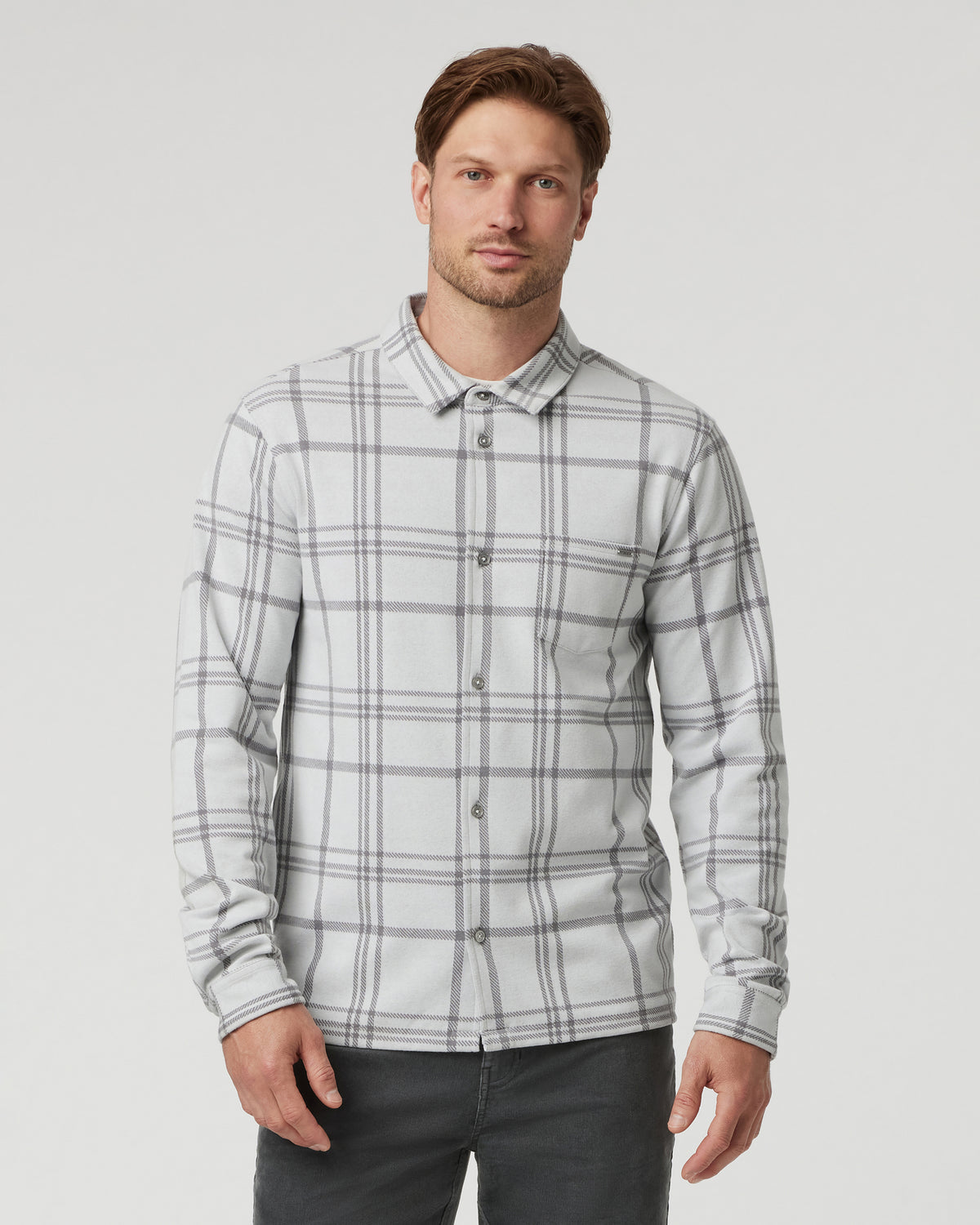Seaview Plaid Buttondown Shirt Frost Grey | Vuori shop