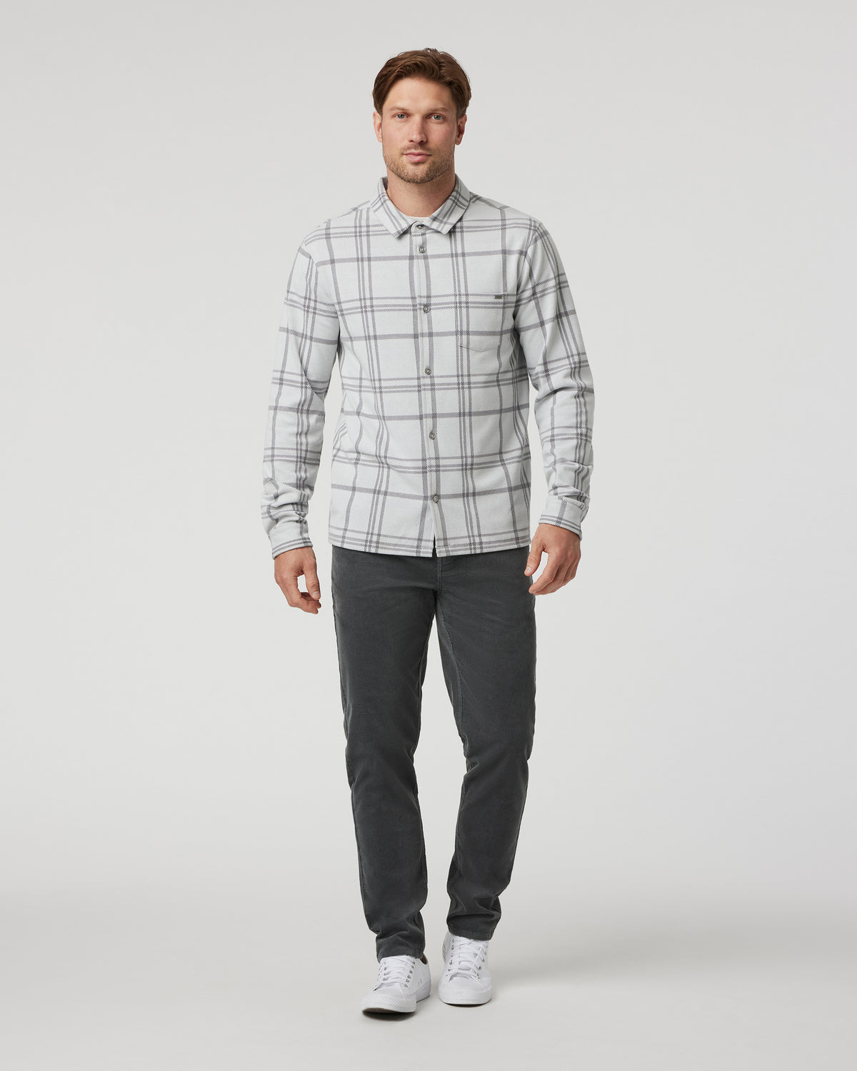 Seaview Plaid Buttondown Shirt Frost Grey | Vuori shop