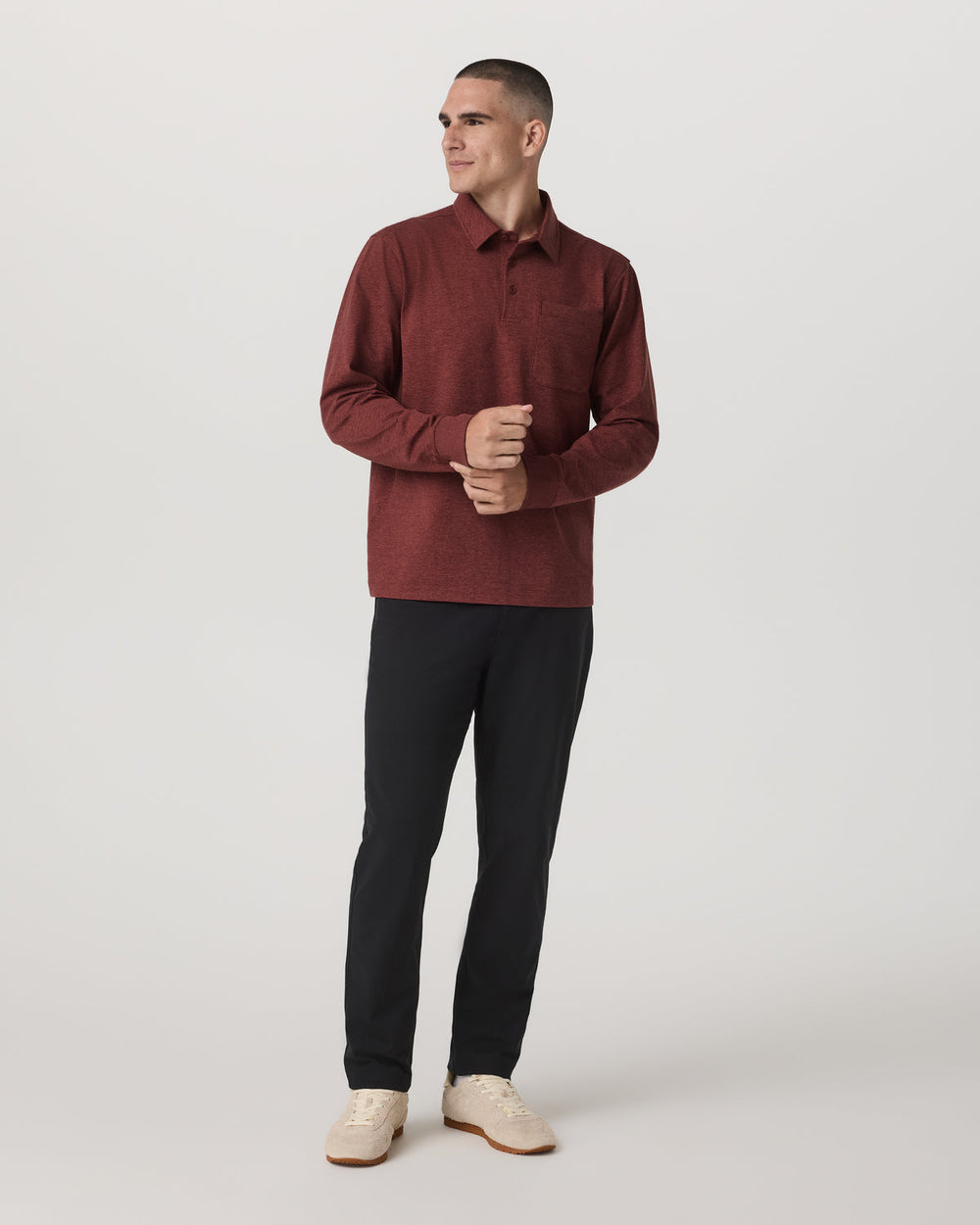 Men's Long Sleeve Coronado Rugby Spiced Apple Heather | Vuori outlet