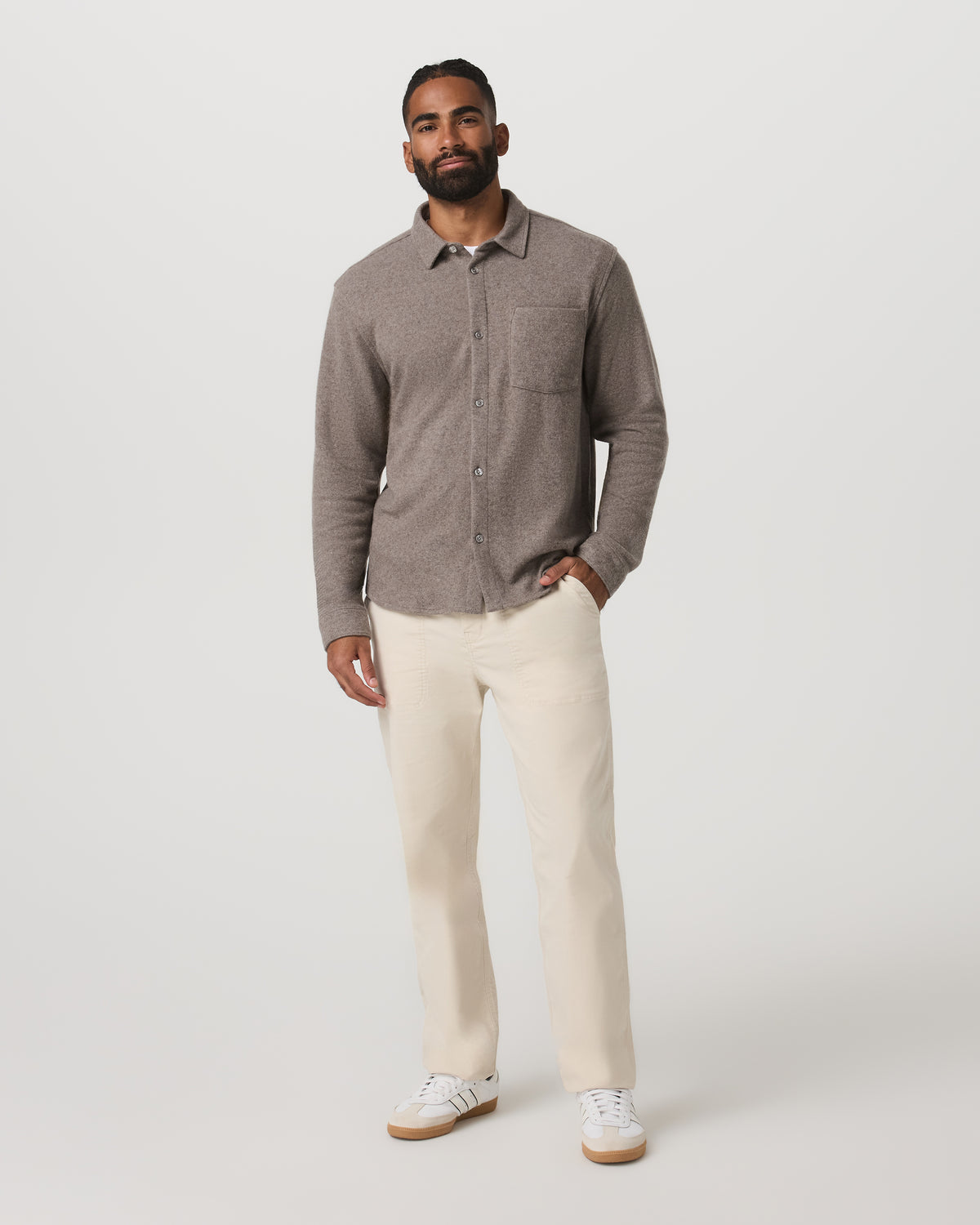 Long Sleeve Altitude Wool Shirt - Relaxed Phantom Grey | Vuori discount