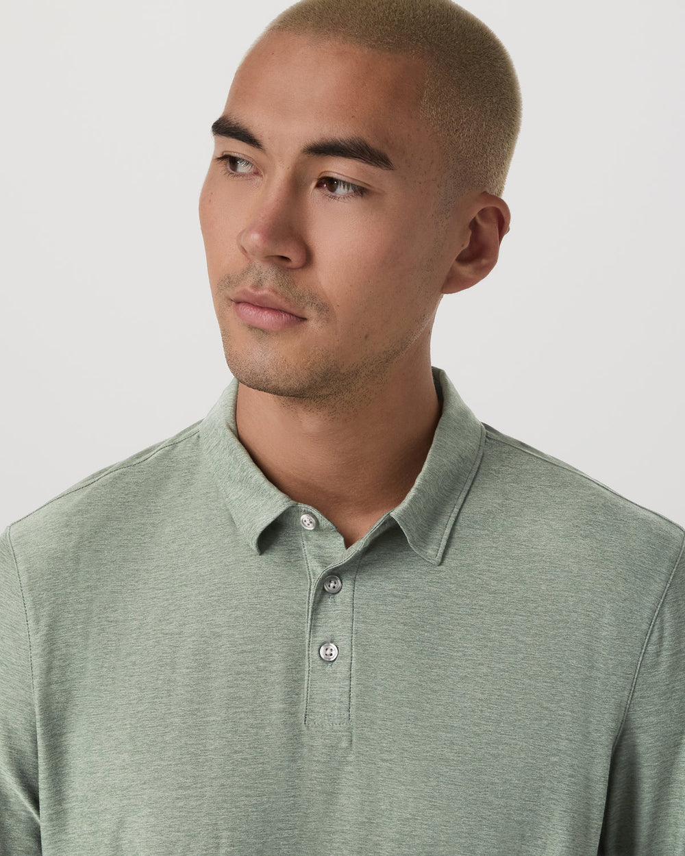 Long Sleeve Strato Tech Polo Men's Thyme Heather Shirt | Vuori online