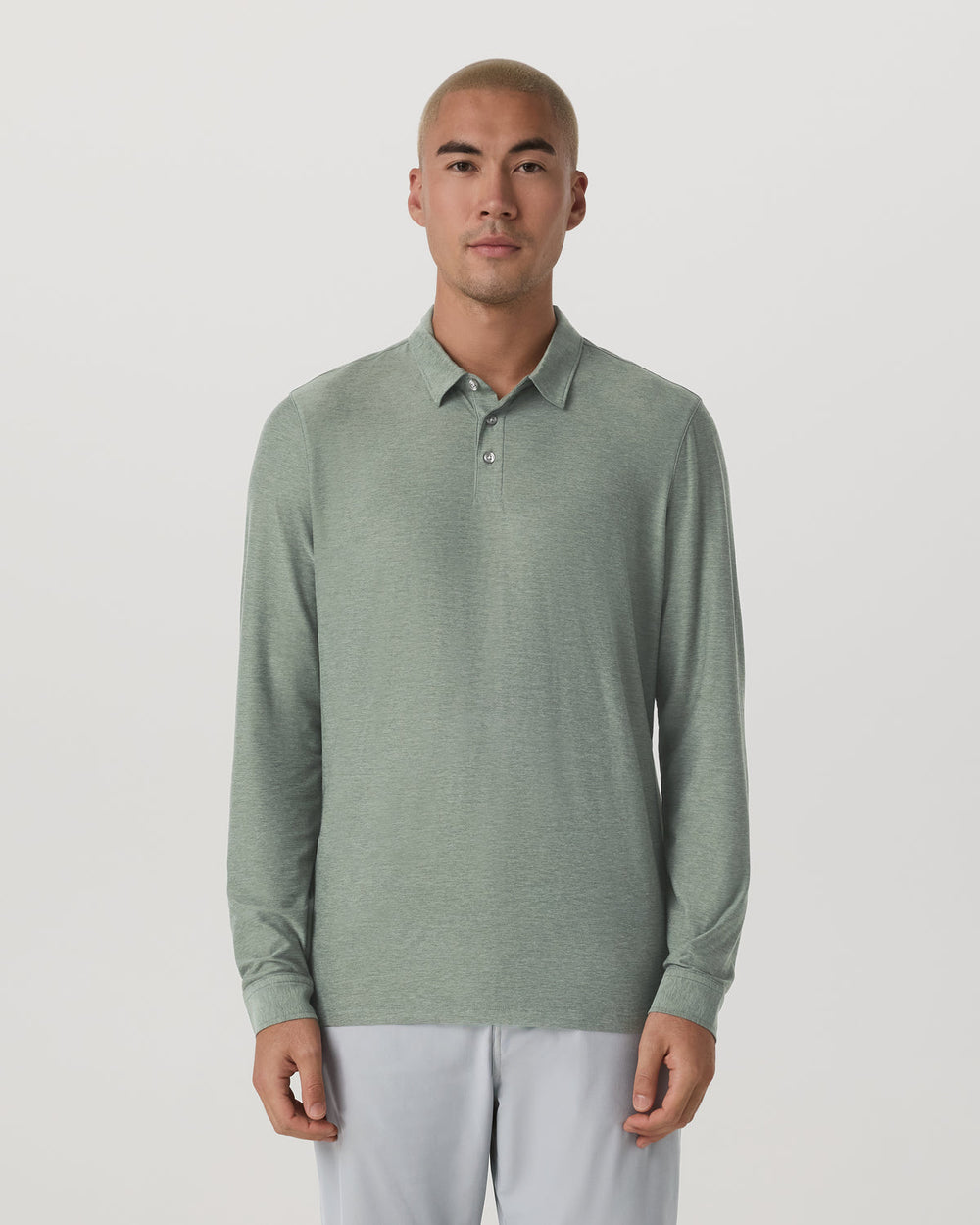 Long Sleeve Strato Tech Polo Men's Thyme Heather Shirt | Vuori online
