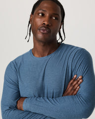 Men's Long Sleeve Strato Tech Tee Pool Blue Heather | Vuori outlet