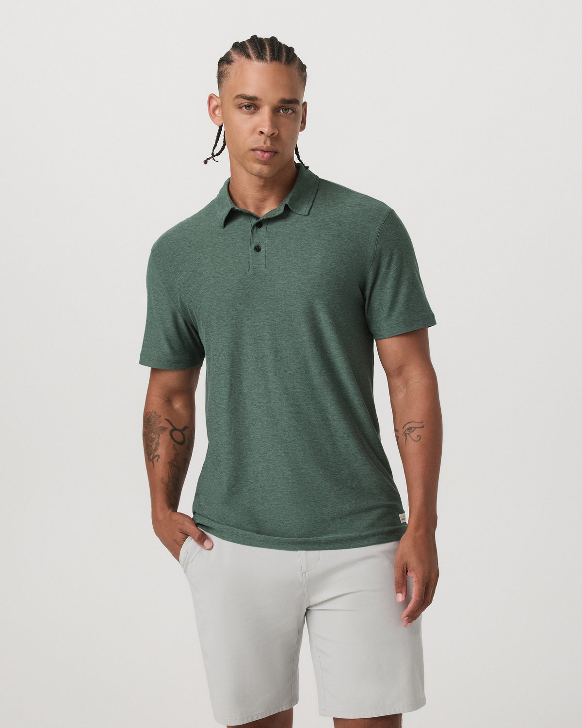 Strato Tech Polo Men's Agate Green Heather Polo Shirt | Vuori discount