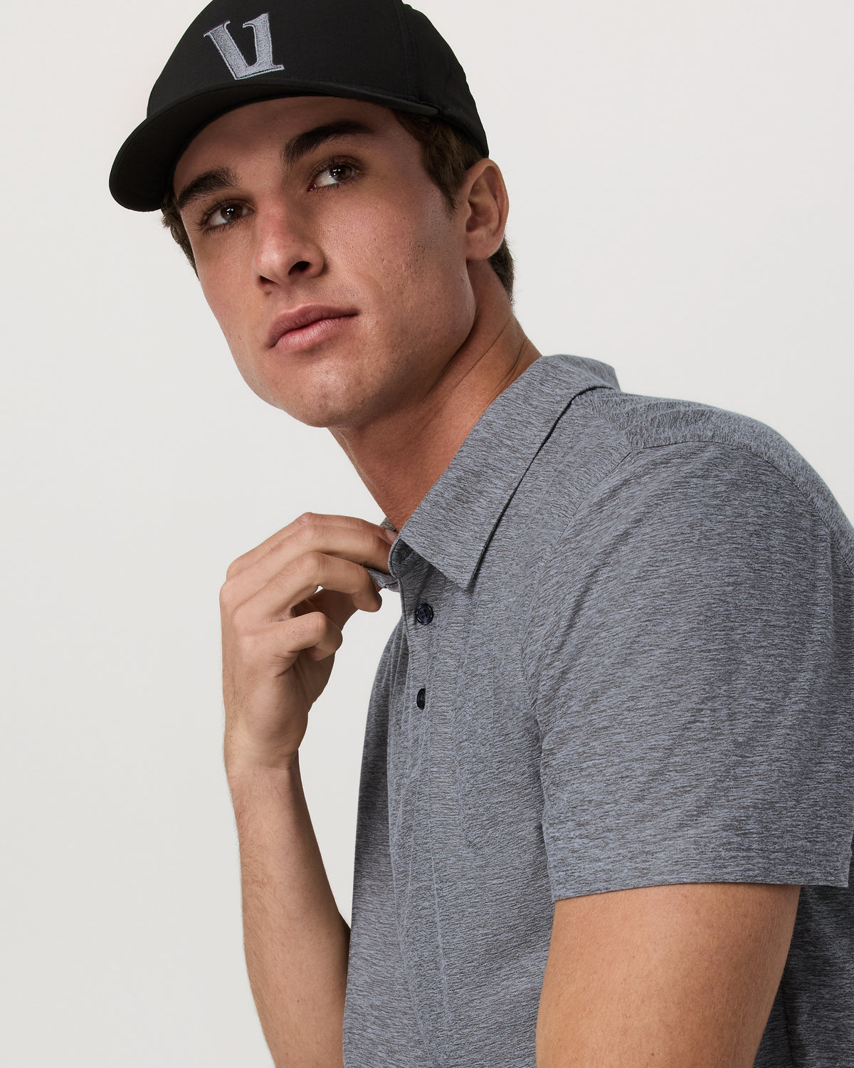 Strato Tech Polo Men's Heather Grey Polo Shirt | Vuori shop