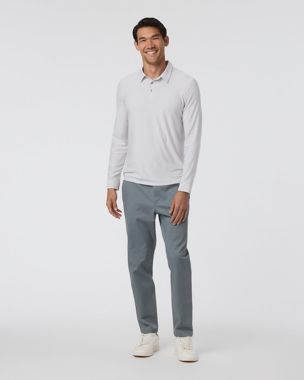 Long Sleeve Strato Tech Polo Frost Grey Heather | Vuori online