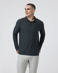 Long Sleeve Strato Tech Polo Charcoal Heather | Vuori for sale