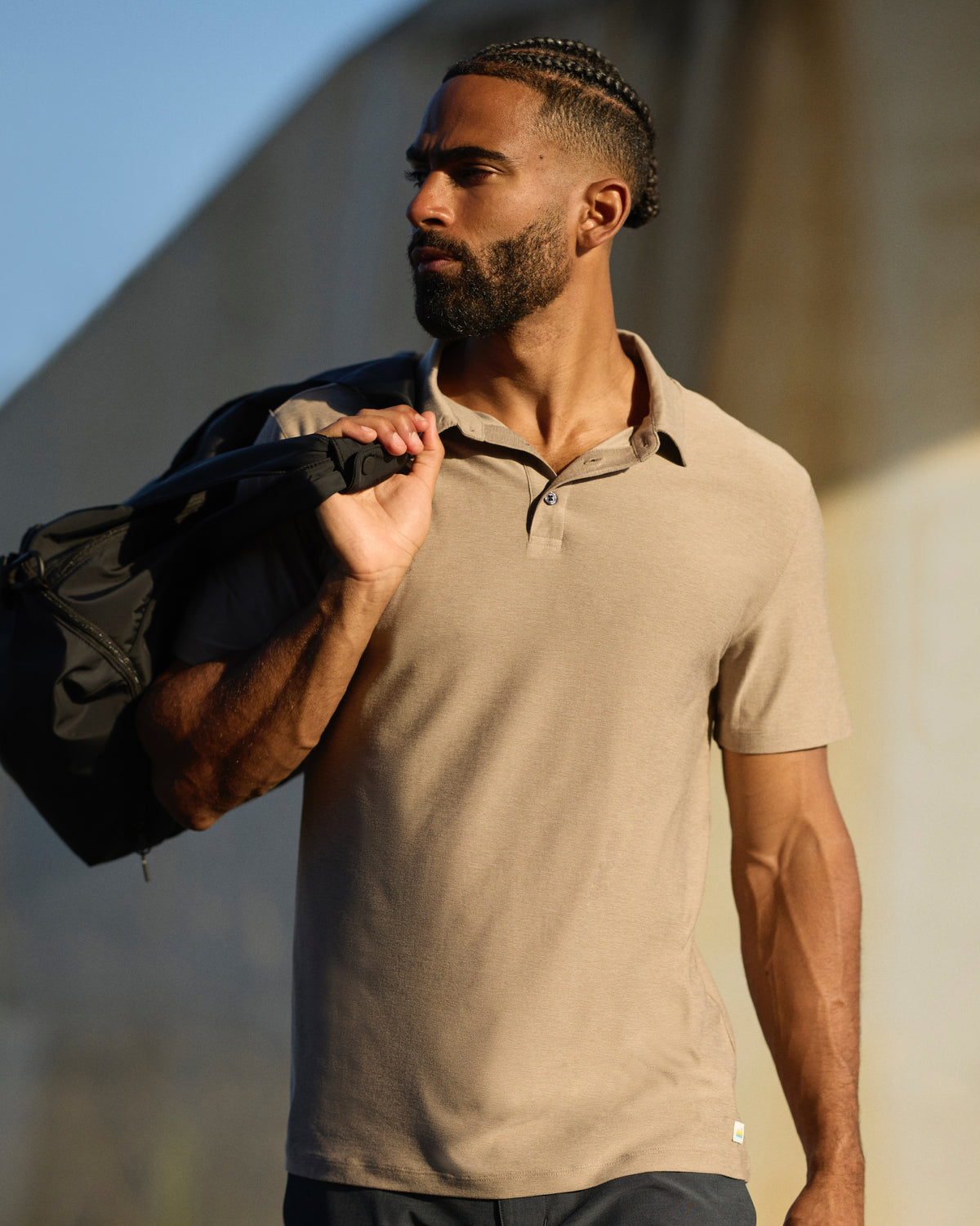 Strato Tech Polo Men's Mocha Heather Polo | Vuori for sale