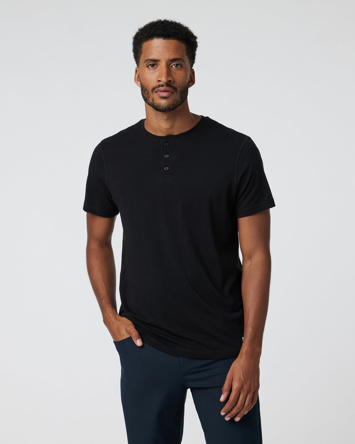 Short-Sleeve Tuvalu Henley Men's Black Henley Shirt | Vuori onsale