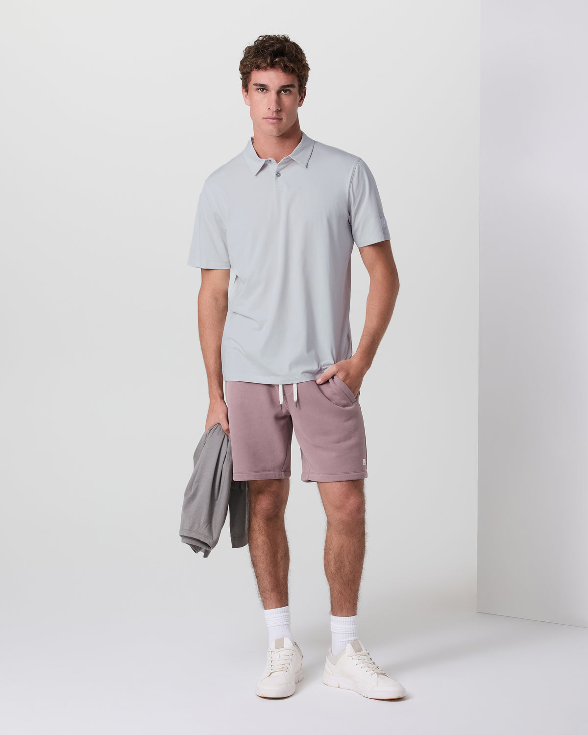 Short Sleeve Feather Polo Frost Grey | Vuori shop