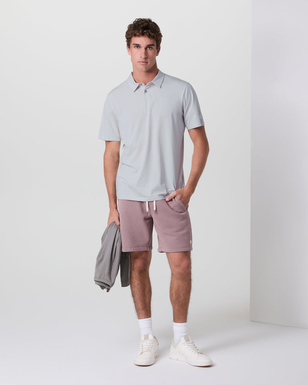 Short Sleeve Feather Polo Frost Grey | Vuori shop