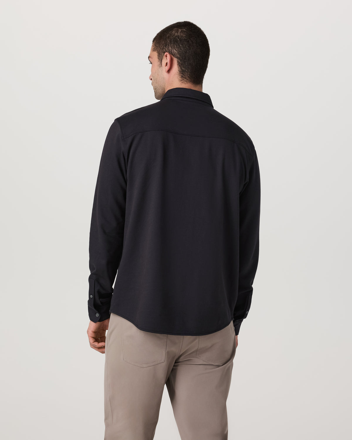 Long Sleeve Knit Oxford Button Down Men's Black Shirt | Vuori outlet