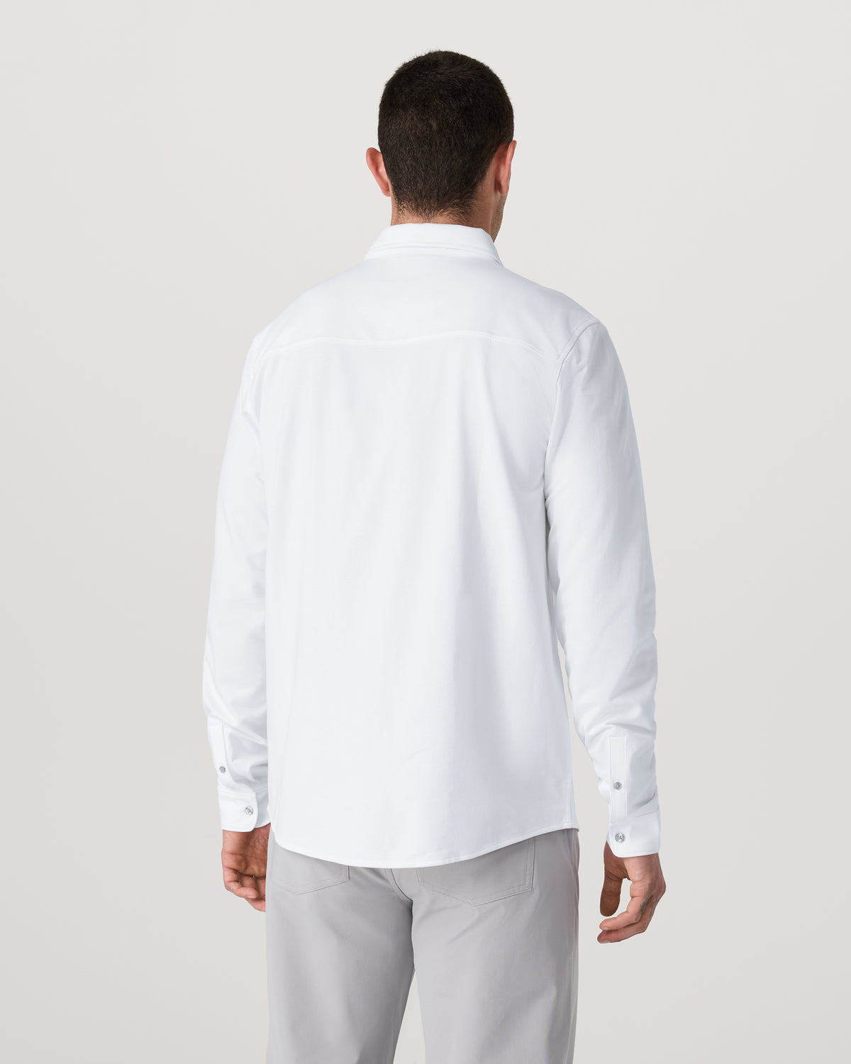 Long Sleeve Knit Oxford Button Down Men's White Shirt | Vuori shop