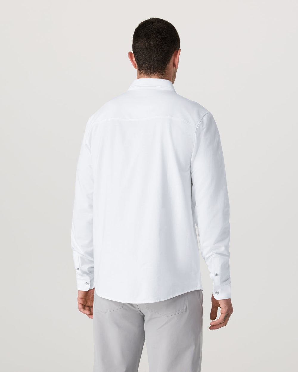 Long Sleeve Knit Oxford Button Down Men's White Shirt | Vuori shop