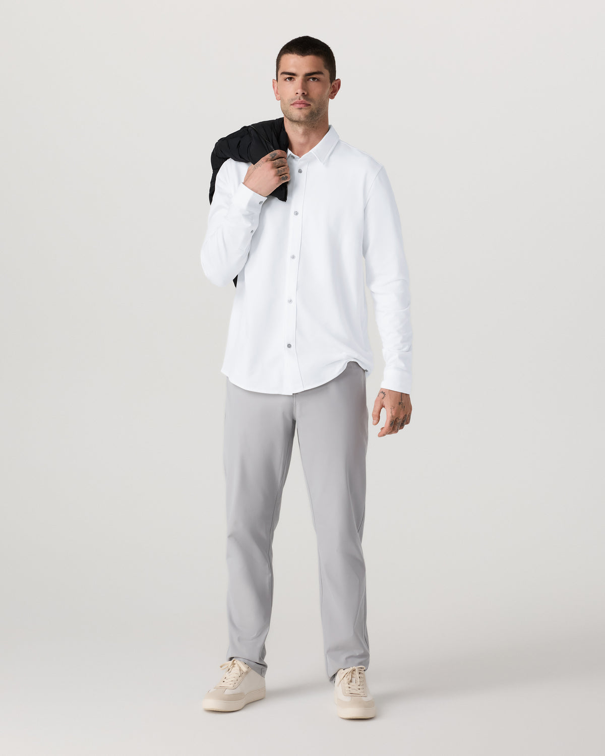Long Sleeve Knit Oxford Button Down Men's White Shirt | Vuori shop