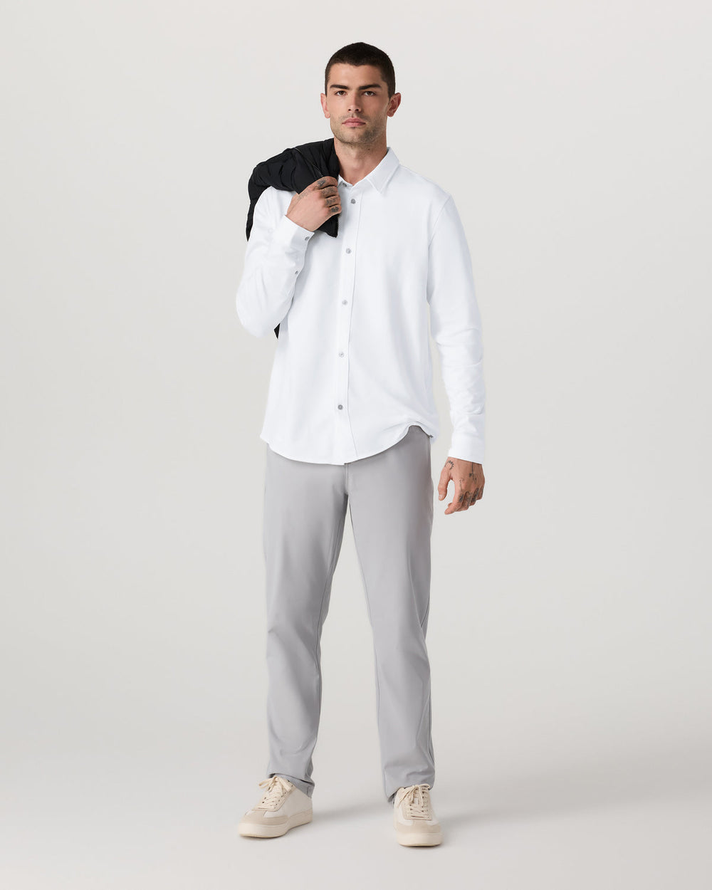Long Sleeve Knit Oxford Button Down Men's White Shirt | Vuori shop