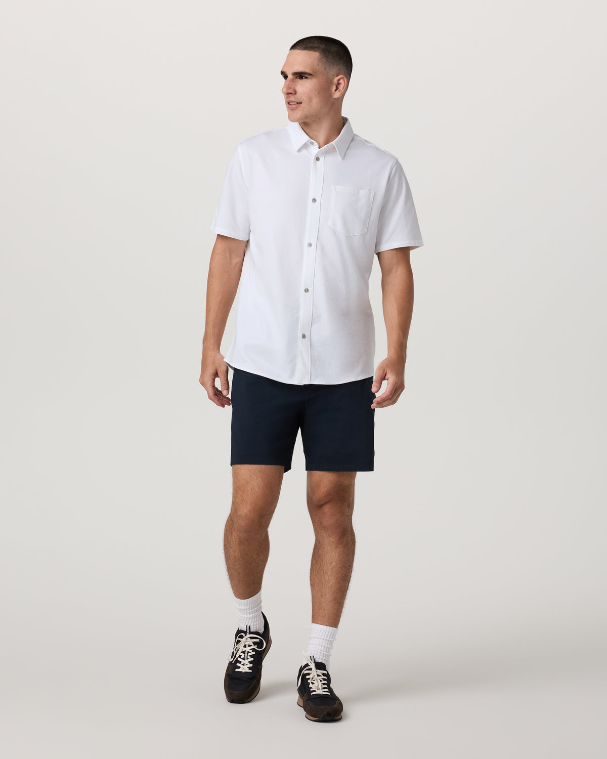 Short Sleeve Knit Oxford Button Down - Classic Fit White | Vuori sale