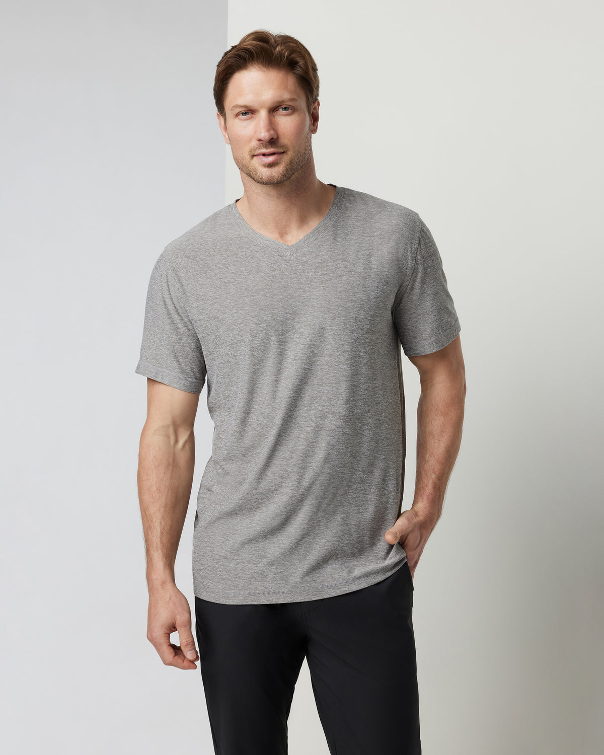 Strato Tech V-Neck Men's Heather Grey Shirt | Vuori discount