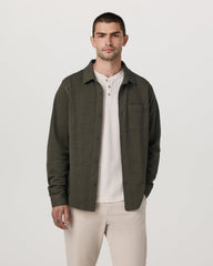 Jeffreys Overshirt Men's Olive Heather Button-Up Shirt | Vuori discount