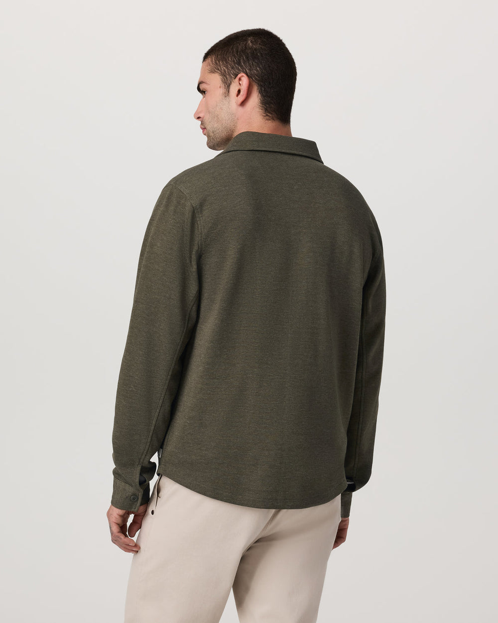 Jeffreys Overshirt Men's Olive Heather Button-Up Shirt | Vuori discount